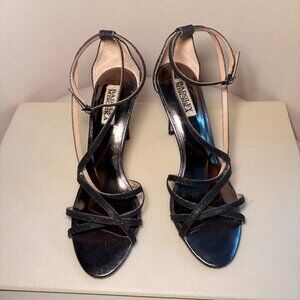 Badgley Mischka Landmark Glitter Heels, Black, Sz 8.5